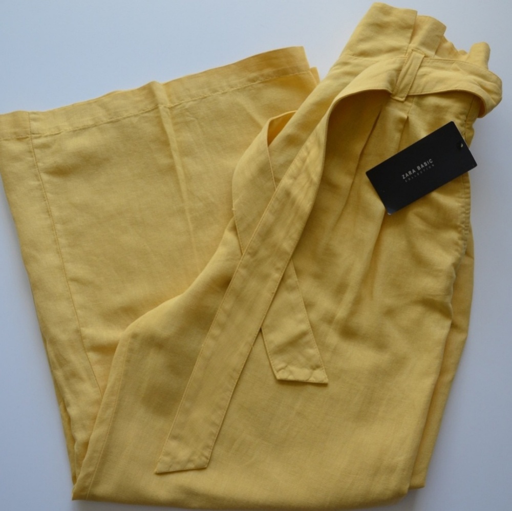 Zara Linen Culottes Pants With Belt